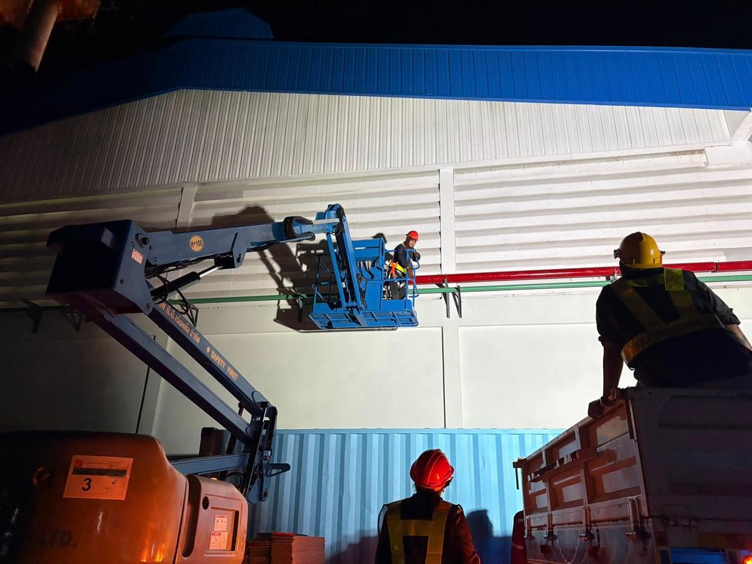 ติดตั้งท่อดับเพลิงนอกอาคารโรงงานอุตสาหกรรม